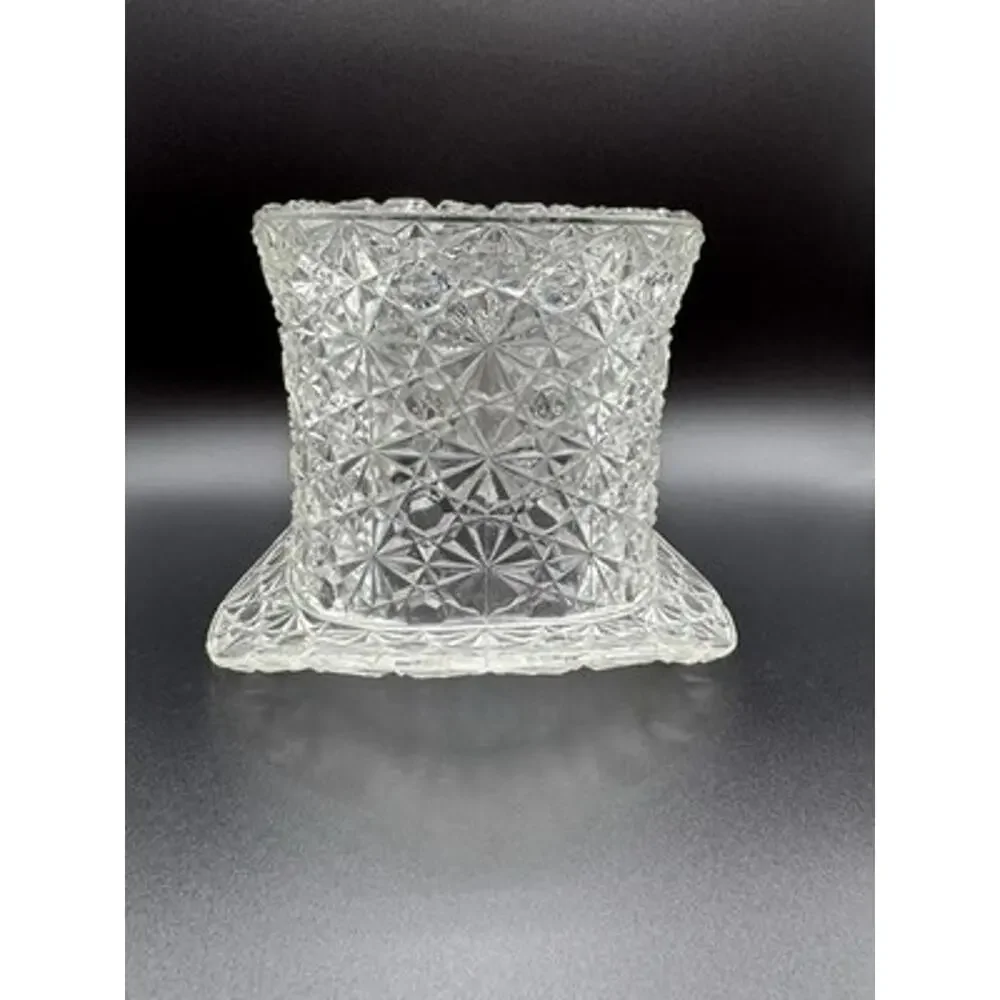 Fenton Ice Bucket Wine Holder Daisy Button Pattern Lg Clear Glass Vintage READ